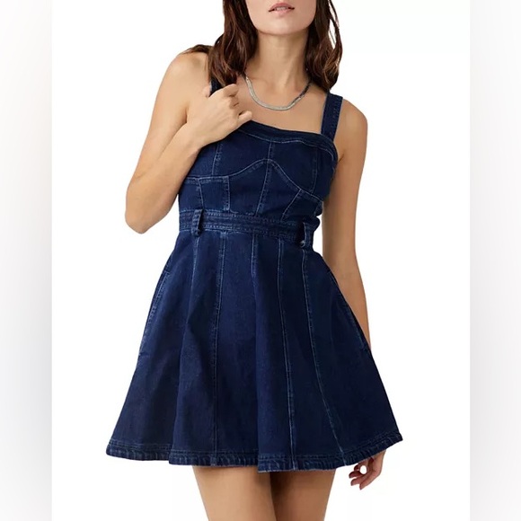 Free People Denim Mini Dress XS - Picture 1 of 5